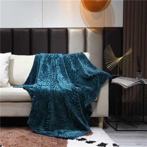 Flannel Fleece Throw Blanket 50x60 Soft Cozy Warm Plush Bed Couch Sofa Blue Cora - Picture 5 of 8